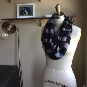 Black and Silver Metallic Stripe Infinity Scarf
